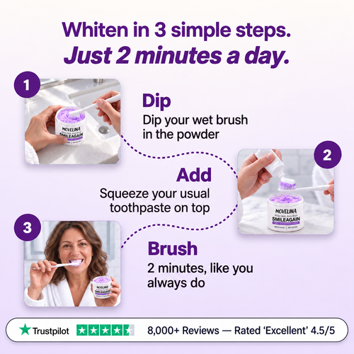 Movelina SmileAgain™ | Purple Teeth Whitening Powder