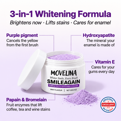 Movelina SmileAgain™ | Purple Teeth Whitening Powder