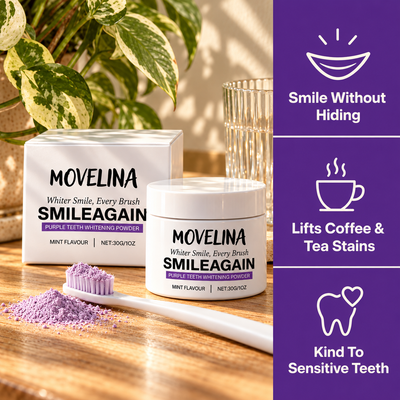 Movelina SmileAgain™ | Purple Teeth Whitening Powder